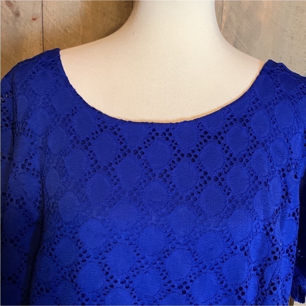 RN Studio by Ronni Nicole cobalt blue eyelet lace dress Size 2X - Picture 6 of 11